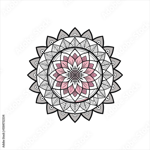 Intricate geometric mandala design with central circular motif