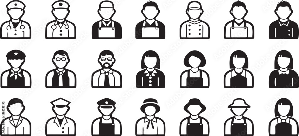 Minimal Avatar Icons – Line Art Characters & Profile Symbol Set
Minimal Avatar Icons – Line Art Characters & Profile Symbol Set