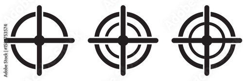 Target aim icons set. Sniper target aim shoot icon collection. Target cursor icon. Goal icon isolated on white background. Aim sniper shoot icon - Focus icon.