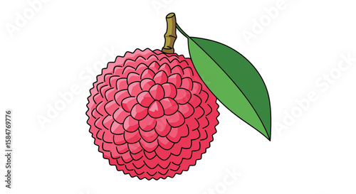 Deliciously Sweet And Juicy Lychee Fruit With A Vibrant Red Skin And A Green Leaf On A White Background