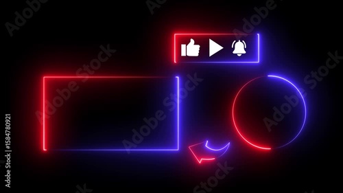 Neon end screen. Subscribe button and outro end screen outro card for gaming and video channel subscribe my channel. Animation 4k video. Neon glowing subscribe like and share button. 