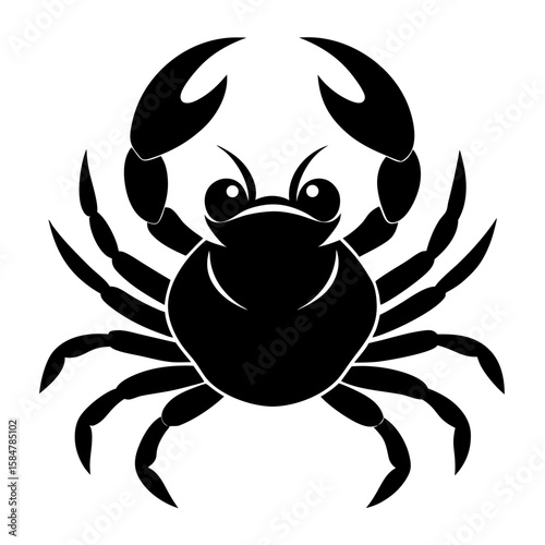 The dark sea creature emerges, a striking black crab standing out with its unique shell and intriguing form against the ocean backdrop, silhouette