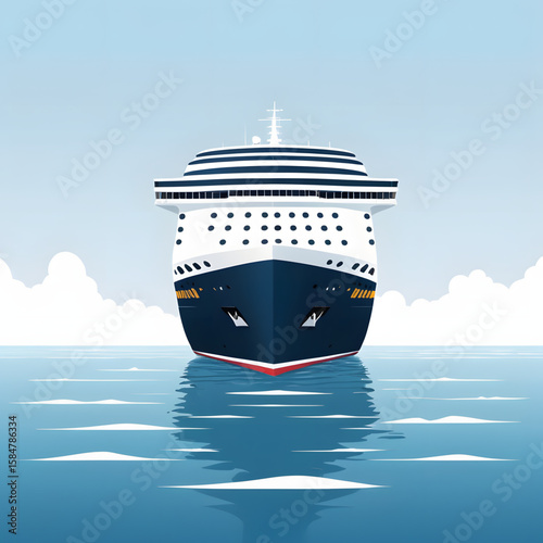 Luxury Ocean Liner A Grand Passenger Cruise Ship Navigating Calm Waters Under a Clear Sky