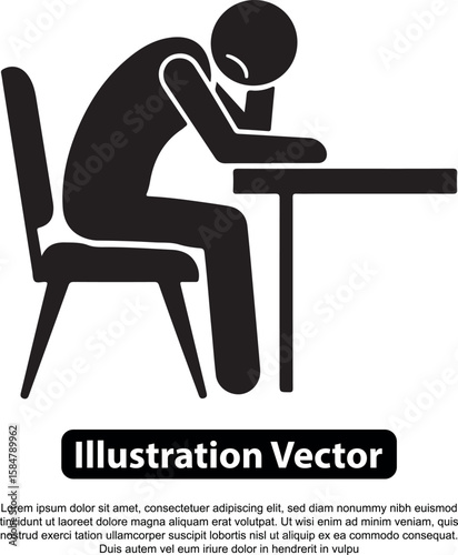 A silhouette of a person slumped over a table, appearing dejected and sad.
