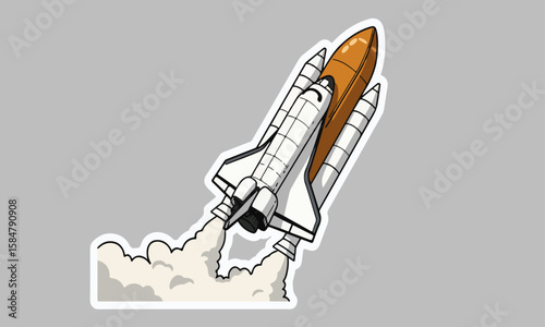 Spaceship Launching with Smoke Trail

