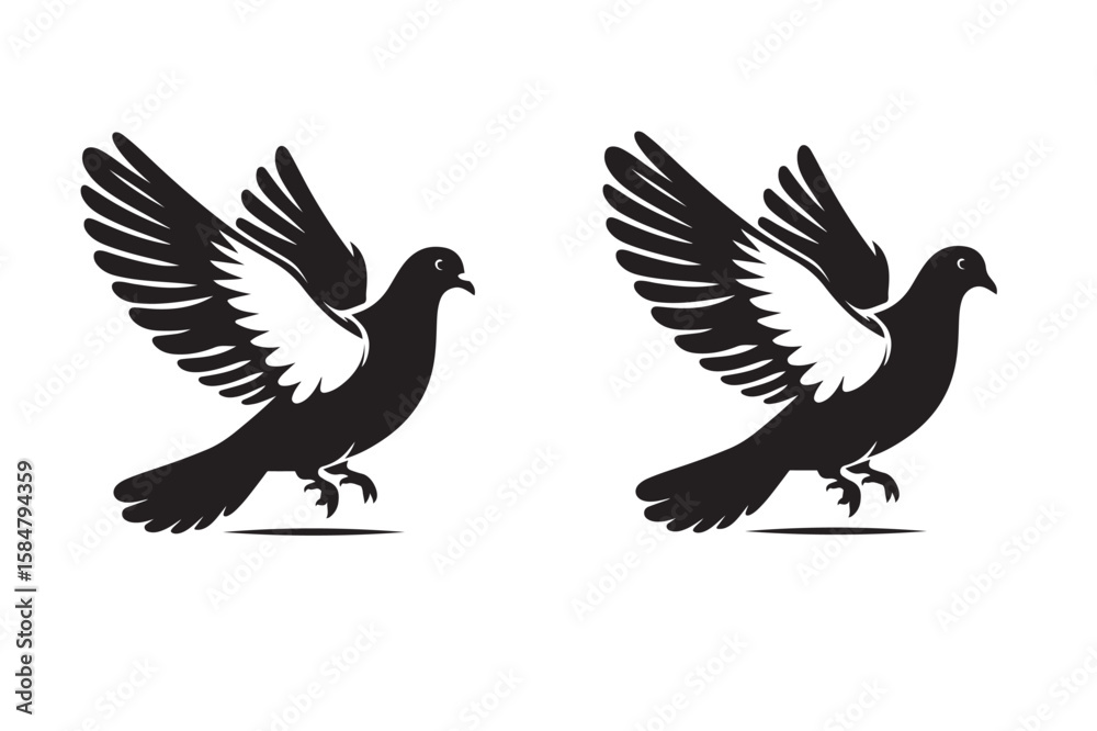 Obraz premium Dove silhouette vector.dove icon.Beautiful bird silhouette vector