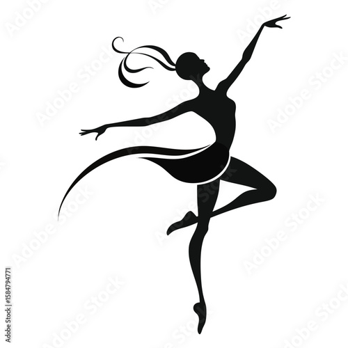 Elegant silhouette of a ballerina in a graceful pose capturing the essence of ballet and artistic movement