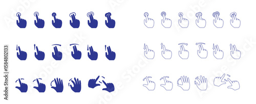 Illustrations of hand gestures for mobile devices interface and web design user experience