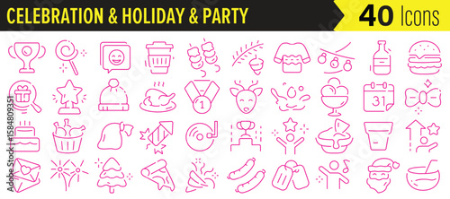 Celebrate life's moments with these 40 vibrant holiday party icons for website designs and marketing materials