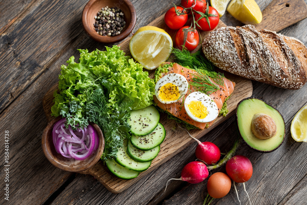 Mindful Eating Concept with Fresh Food Mindful Eating Concept with Fresh Food