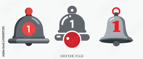 Hotel Service Bell Icon with Number One