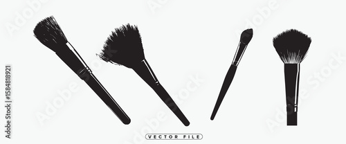 Makeup Brush Set Vector Illustration for Beauty and Cosmetics Industry