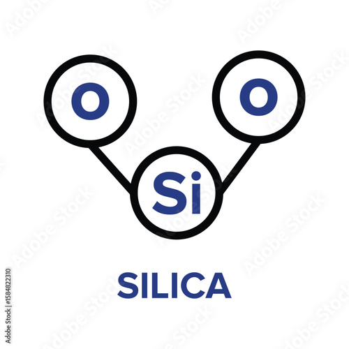 Silica or Silicon Dioxide (SiO2) Vector, PNG, JPG icon. A compound composed of silicon and oxygen.