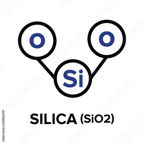Silica or Silicon Dioxide (SiO2) Vector, PNG, JPG icon. A compound composed of silicon and oxygen.