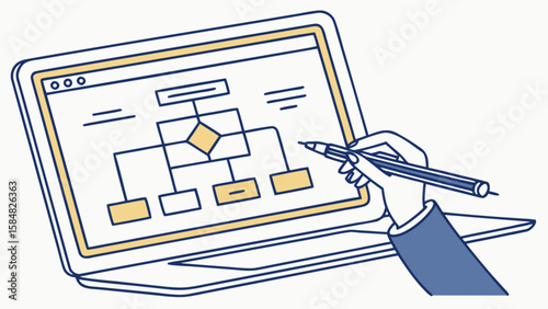 Diagramming software on laptop for project management and business process flow chart design and analysis