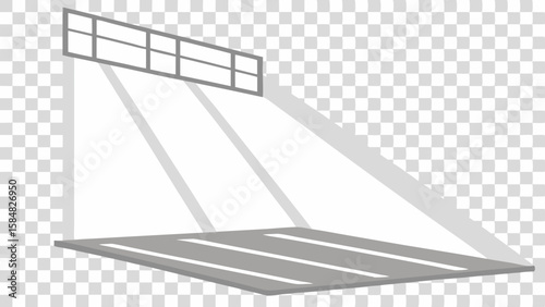 Vector Rectangular translucent gray surface with diagonal lines and large window casting shadows