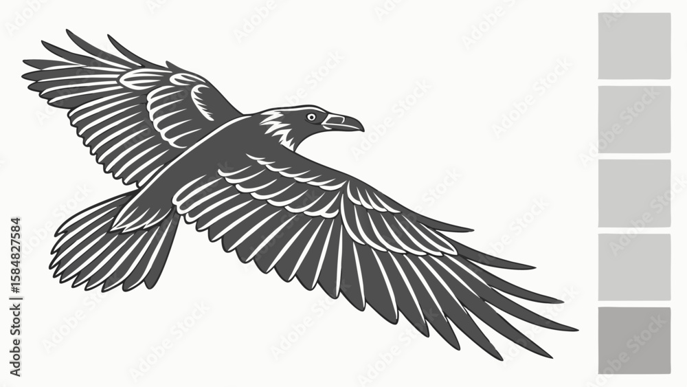 Obraz premium Vector Detailed flying Eagle or bird with outstretched wings showcases its graceful form