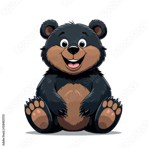 A charming cartoon illustration of a cute brown teddy bear, a beloved toy for children, sits sweetly, evoking feelings of love and fun