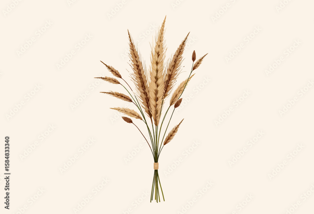 Fototapeta premium Dried pampas grass bouquet on neutral background 