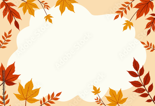 Autumn leaves frame with blank space for text in warm colors  