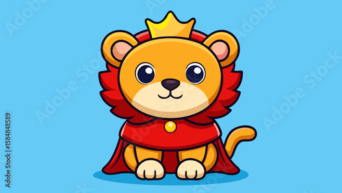 Cute cartoon baby lion and bear animal characters with a fun smile safari illustration