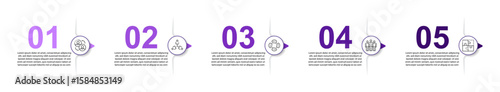  Infographic template, five options, linear flow, sequential steps, project plan, training, instruction, progress display