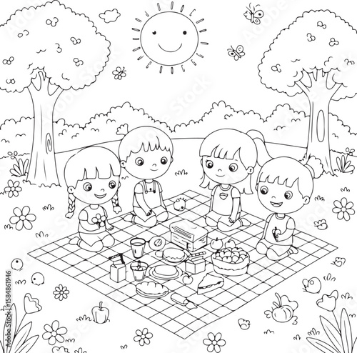 Kids Outdoor Playtime Coloring Page
