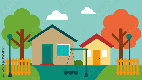 backyards with swings trees and suburban homes