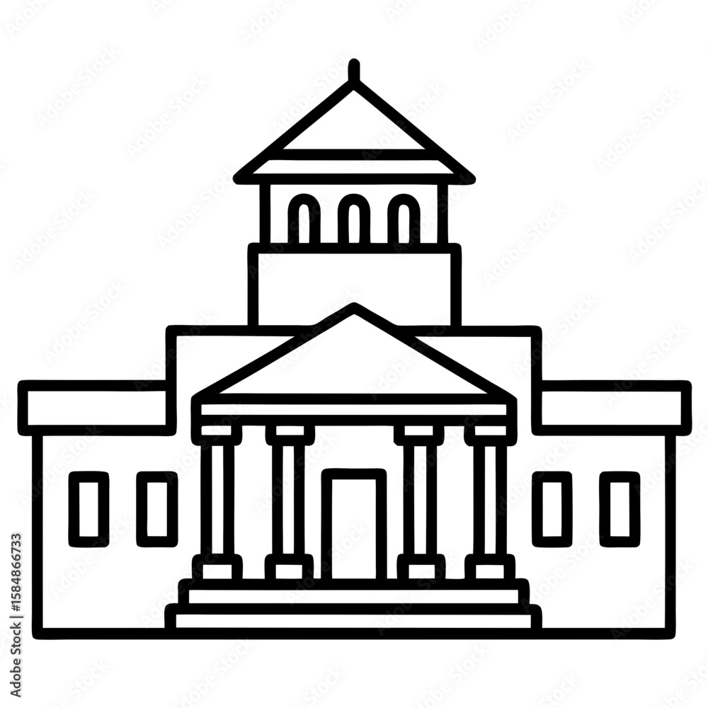 Academic Campus Outline Vector Icon Academic Campus Outline Vector Icon