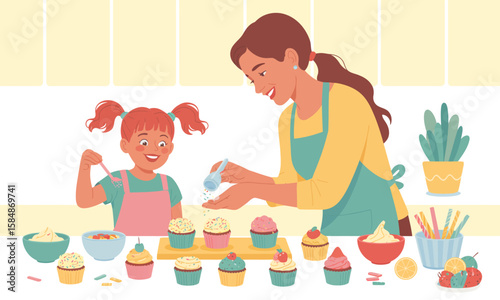 Cupcake Creation: Mother and Daughter Baking Together