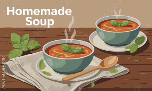 Cozy Homemade Soup Illustration