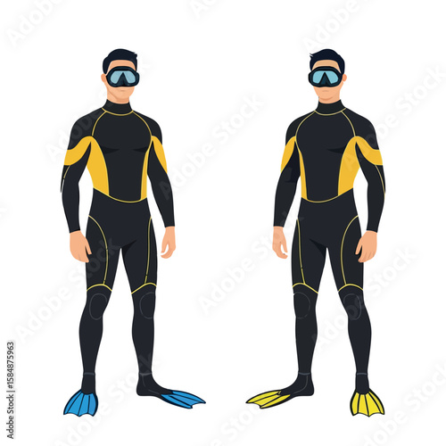 Two Scuba divers wearing scuba suits