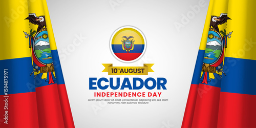 Ecuador flag for independence day banner background with blank space area
