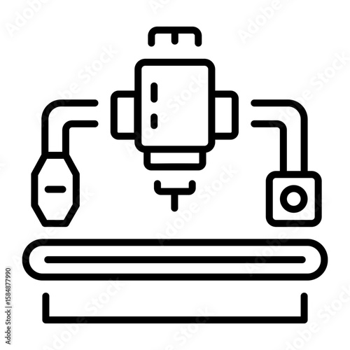 A linear style icon representing cnc router
