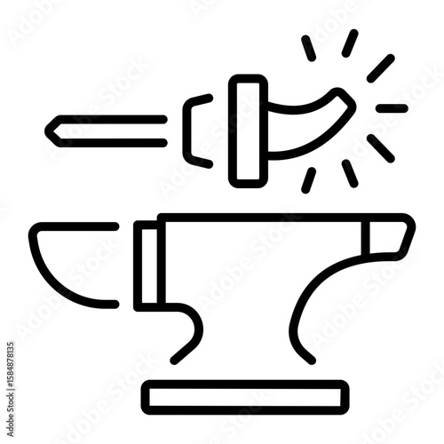 A linear style icon representing forging hammer