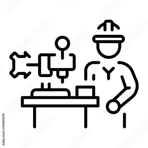 An outline style icon depicting lathe operator
