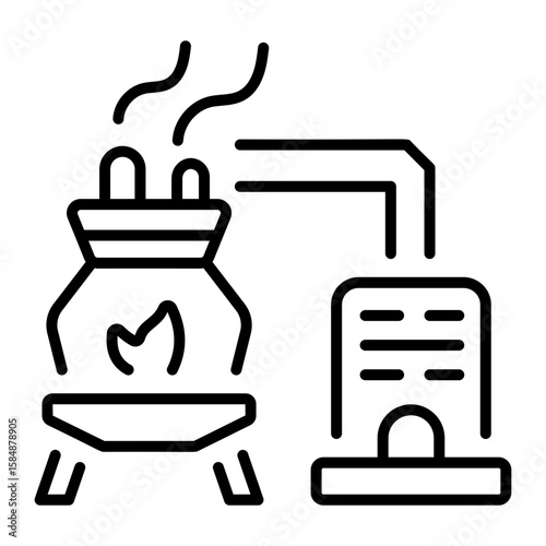 A line style icon showing smelting furnace