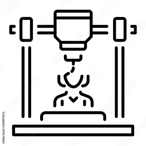 A linear style icon representing additive manufacturing