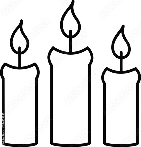 candles icon line art vector illustration on transparent background