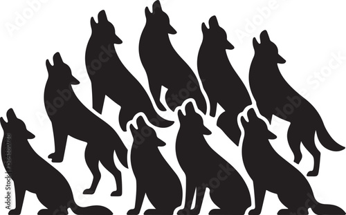 Black wolf silhouettes howling together wolves animal