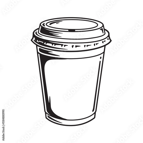 Black and white disposable coffee cup with lid disposable cup takeaway cup