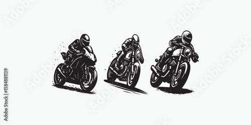Print   Motorcycle rider on the race. Grunge vector illustration
