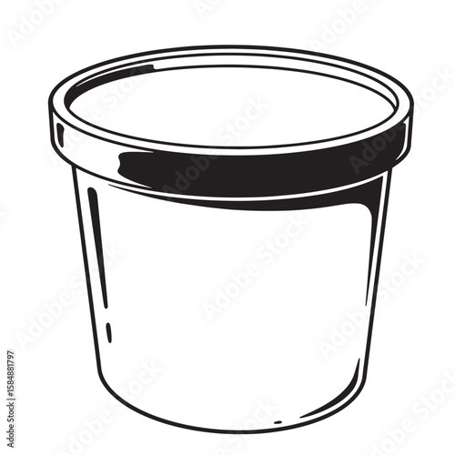 Black and white illustration of a cylindrical container with a lid vector