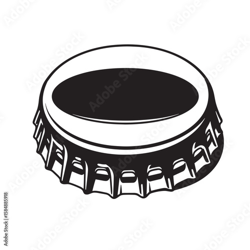 Black bottle cap with serrated edge beverage drink