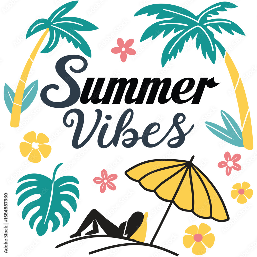 Naklejka premium Summer Beach Illustrator Artwork set