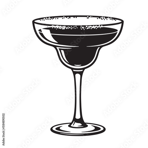 Black margarita glass with salt rim and drink cocktail glass drinkware