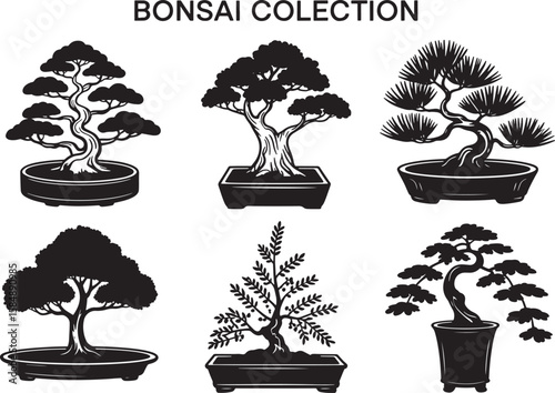 Traditional Bonsai Tree Silhouette Assortment