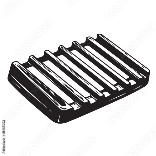 Black ribbed soap dish white vintage Art