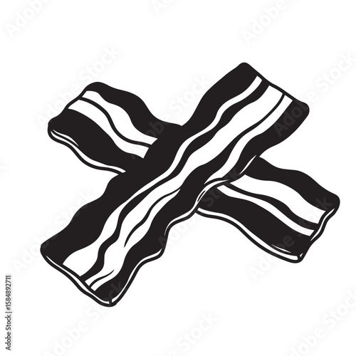Crossed bacon strips vintage art food breakfast