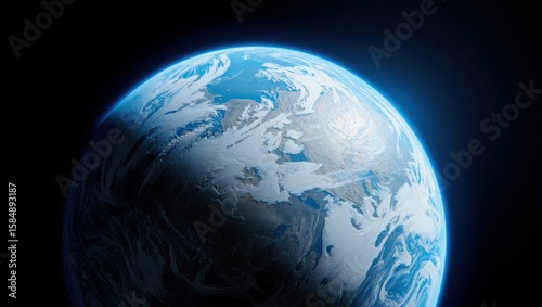 Earth from Space Showing Day Night Terminator Line and Detailed Continents